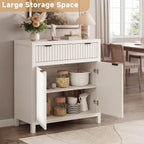 Fatmok Fluted Buffet Cabinet with Storage Set of 2, 34" Tall Modern Arched Sideboard Cabinet w/AdjustableShelves,Wooden Modular Coffee Bar for Dining Room, Kitchen, Living Room, Entryway, White