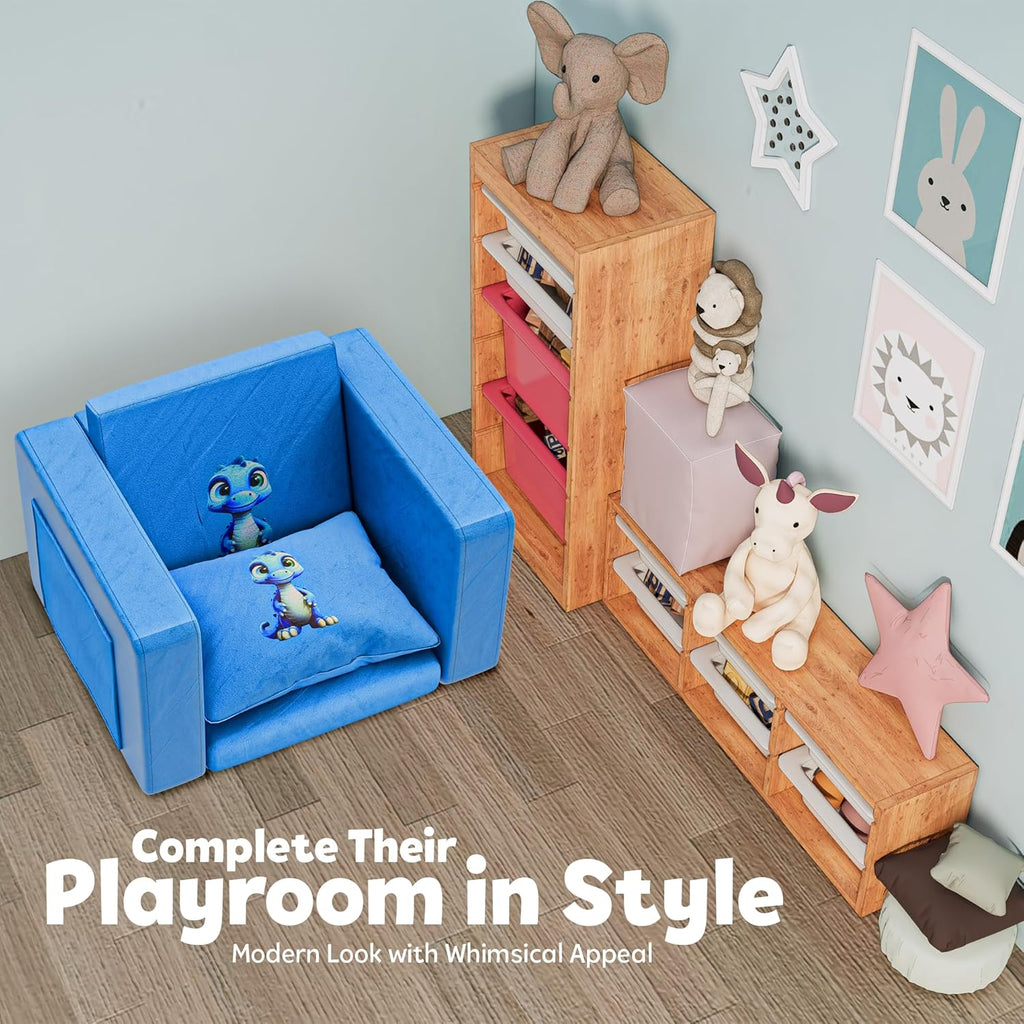 2-in-1 Flip-Out Toddler Couch – Kids Couch Fold Out Convertible, Toddler Chair Comfy Soft Foam, Kids Sofa/Kid Couch for Reading, Play & Nap, Toddler Sofa Chair for Bedroom & Playroom