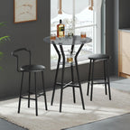 YATINEY Bar Table, 2-Tier Round High Top Table, Pub Table, Home Bar Counter Height, Bistro Tables, for Kitchen, Living Room, Meeting Room, Pub, Transparent and Black BT03BK