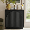 win2win Fluted Sideboard Buffet Cabinet with Storage, 31.5" Modern Accent Cabinet with Double-Layered Arch Doors, Small Wood Console Credenza for Living Room,Dining Room,Entryway,Hallway,Black,1PCS