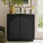 win2win Fluted Sideboard Buffet Cabinet with Storage, 31.5" Modern Accent Cabinet with Double-Layered Arch Doors, Small Wood Console Credenza for Living Room,Dining Room,Entryway,Hallway,Black,1PCS