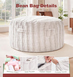fond + found 5FT Bean Bag Chairs Giant Bean Bag Chair Cover with Wave Pattern Fur Washable Bean Bag Chairs for Adults Filled with Memory Foam for Bedroom Living Room (Oatmeal, 5FT- 50" x 50" x 24")