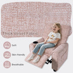 INFANS Kids Recliner, Toddler Lounge Chair with Adjustable Backrest Footrest Cup Holder Side Pockets, Velvet Leather Toddler Couch