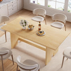 Jocoevol 63" Dining Table for 4-6 People, Rectangle Extendable Dining Room Table, Modern Folding Dining Table for Space-Saving, Square Wood Kitchen Tables for Home, Dining Room, Natural