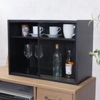 不二貿易(Fujiboeki) Fuji Boeki 99699 Cupboard, Kitchen Storage, Width 23.6 x Depth 11.4 x Height 17.3 inches (60 x 29 x 44 cm), Black Glass Door, Movable Shelf, Assembly