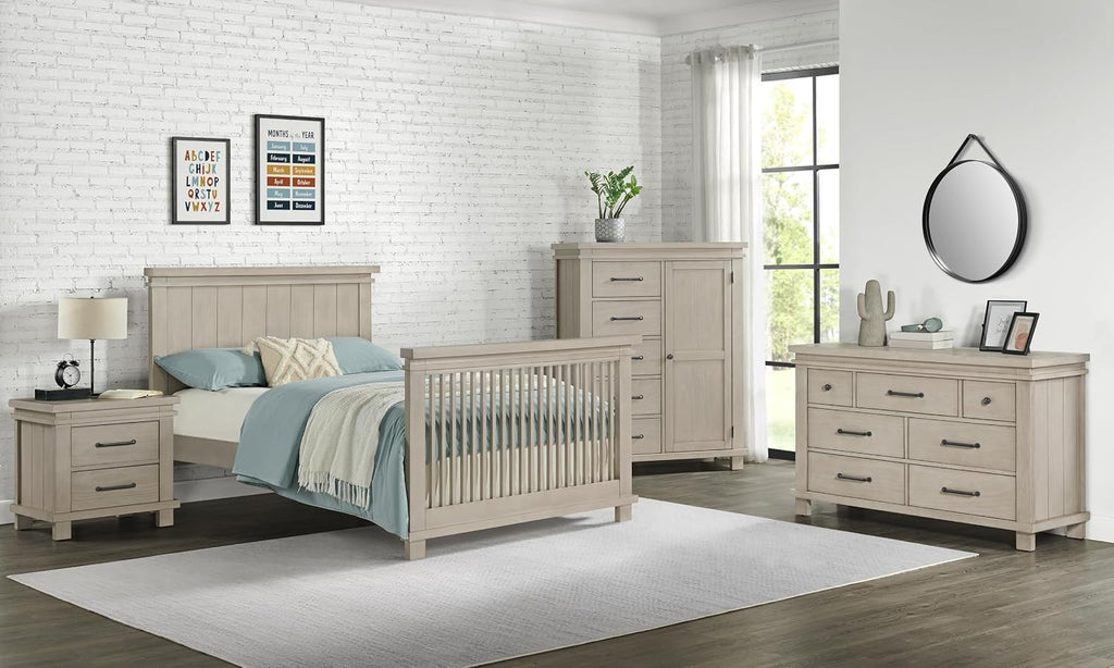 Soho Baby Hampton Premium Soft Closing 2-Drawer Nightstand, Smooth Stone Wash