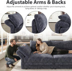 DreamDashio 159" 8-Seat U-Shaped Sectional Sofa, Oversized Modular Cloud Couch with Storage, Adjustable Arms & High Back, Dark Grey Chenille for Large Living Room