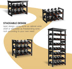 28-Bottle Wine Rack Free Standing Floor, Solid Wood 7-Tier Display Wine Storage Shelves with Tabletop, Wobble-Free Bottle Holder for Cellar Kitchen Bar Dining Room Living Room