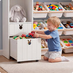 46.46" H Kids Toy Storage Organizer,Toy Chest with Book Shelf,Toy Bins,Storage Cubbies,Drawer and Rolling Cubbies,Easy Access and Clean,Space Saving for Playroom,Bedroom,Living Room (White)