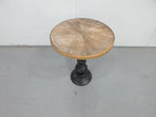 French Country Round Side End Table, Retro Vintage Modern Wood Pedestal Side Coffee Table for Living Room Homestay Farmhouse Wood Carvings