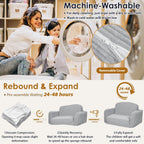 Foryoomi Extra Wide 2 in 1 Convertible Toddler Kids Couch - Corduroy Fold Out Kids Sofa Chair with Blanket, Comfy Comfortable Toddler Chair, Machine-Washable Cover, for Boys Girls, Grey