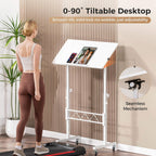 COMHOMA Standing Desk Adjustable Height & Tiltable Tabletop, Portable Stand Up Desk for Laptop, Mobile Folding Desk for Home Office Work and Walking Pad Treadmill, Height 30.7"-46.4", White