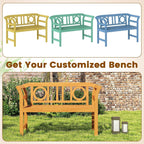 Tangkula Acacia Wood Outdoor Bench with Backrest, 2-Person Patio Wood Bench with Curved Armrests, Slatted Seat, Garden Bench Loveseat for Park, Yard, Lawn, Patio, 800 LBS Max Load