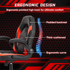 DUMOS Computer Gaming Home Office Chair - Ergonomic Big and Tall Desk with PU Leather Lumbar Support, Height Adjustable High Back Video Game with Flip-up Armrest, Swivel Wheels for Adults and Teens
