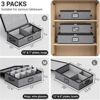 MISSLO Large Capacity China Storage Containers Hard Shell Plate Storage Containers, Kitchen Packing Moving Boxes for Dishes, Dinnerwares, Mugs Protectors, Grey, 3 Piece Set