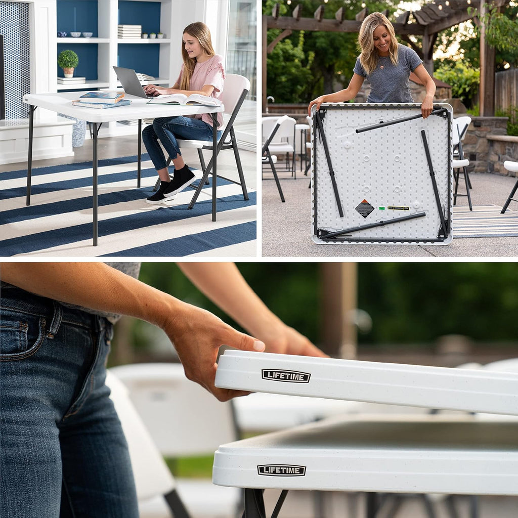 LIFETIME 80783 37-Inch Commercial Grade Square Folding Card Table, White Granite
