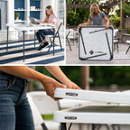 LIFETIME 80783 37-Inch Commercial Grade Square Folding Card Table, White Granite