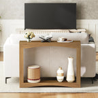 YATINEY Narrow Console Table, 5.9'' Thin Entryway Table, Behind Couch Table for Small Spaces, Small Farmhouse Hallway Table, for Living Room, Hallway, Foyer, Light Walnut CT19VV