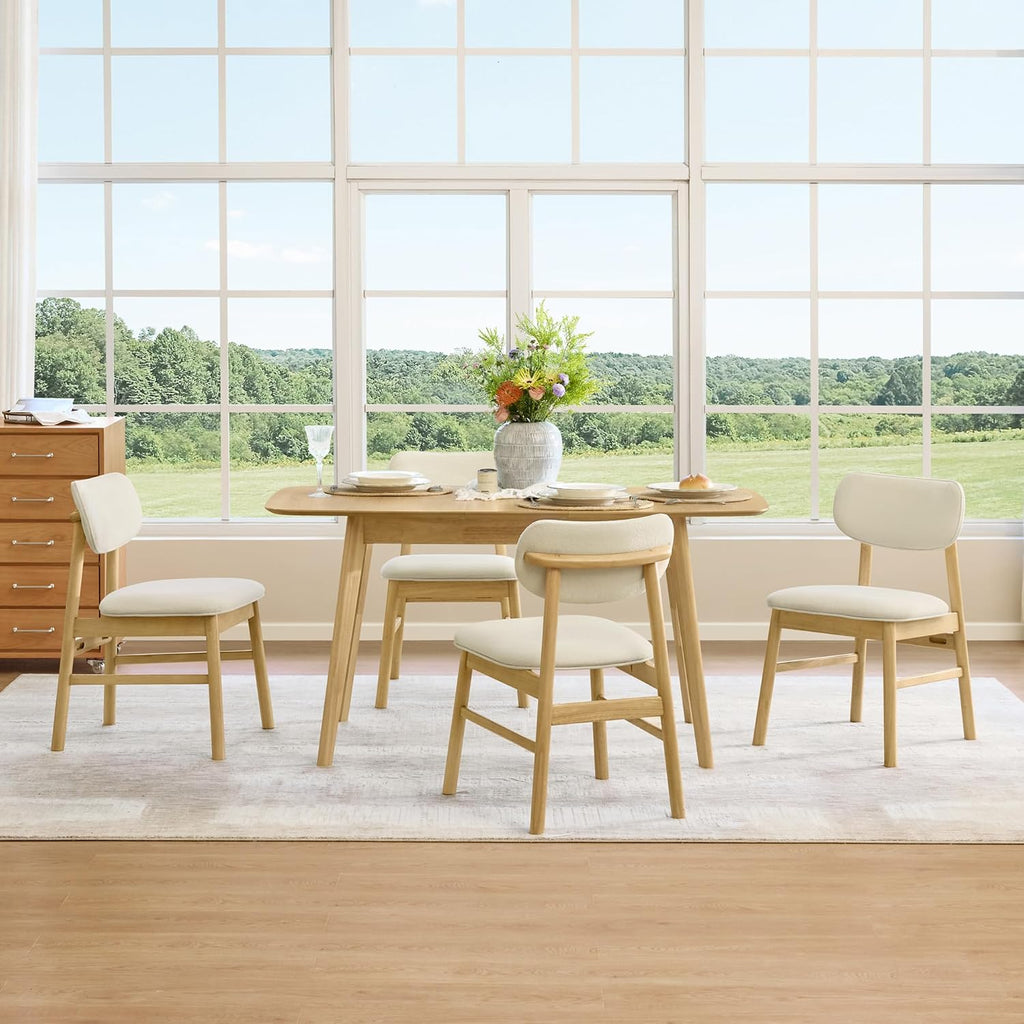 CHITA 47"-59" Extendable Dining Room Table for 4, Modern Wood Dining Table for Small Spaces, Kitchen, Space Saving Hidden Leaves, Solid Rubberwood Frame, Oak Veneer