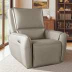 Power Swivel Rocking Recliner- Glider Rocking Chair for Adult - Nursery Glider for Breastfeeding,Quiet Motor, Faux Leather - Swivel Recliner for Living Room, Nursery (Khaki)