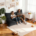 nalone 6.4 FT Giant Bean Bag Chair for Adults, 4 in 1 Memory Foam Filled Beanbag Chair, Floor Sofa Bed with Fluffy Washable Flannel Cover, Lounge Couch for Bedroom, Living Room (Grey)