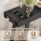 Huuger Console Table with Charging Station, USB-C Port, 2 Tiers Entryway Table, 53.9 Inch Sofa Table with Metal Legs, Entry Hallway Table with Thicker Desktop, Modern Behind Couch Table, Black