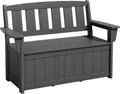 SERWALL HDPE Outdoor Storage Bench, All-Weather, UV-Resistant Deck Box with Waterproof Storage Bags, 57 Gallon Dual-Use Seat & Organizer Deck Boxes for Patio, Garden Tools & Pool (Gray)