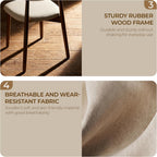 Mid Century Modern Dining Chairs Set of 6, Farmhouse Wooden Fabric Upholstered Kitchen Chairs with Curve Back, Mid-Century Dining Room Chairs for Living Room Restaurant Cafe with Brown Legs, Camel