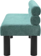 Christopher Knight Home Wally Fabric Upholstered Dining Bench, Long Dining Room Chair, Wooden Entryway Bench, Bedroom End of Bed Bench, Teal Green+Black
