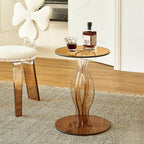 Acrylic Side Table, Clear End Table, Round Drink Table, Modern Nightstand for Living Room, Coffee Tables for Bedroom, Amber