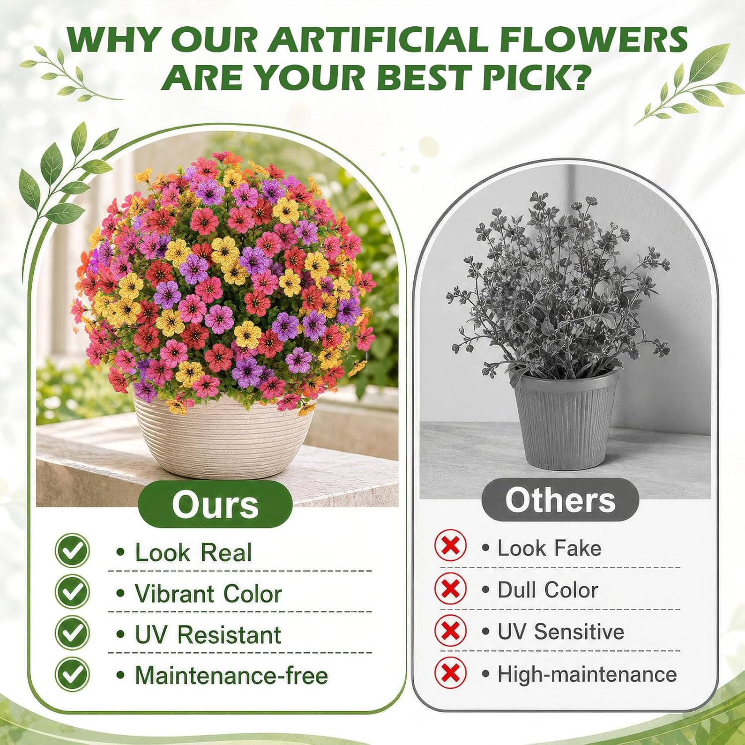2Pcs 22" Artificial Topiary Ball Flowers for Outdoors Planters, Spring Summer Decoration, UV Resistant Faux Floral Greenery, Fake Shrubs Bushes for Indoor Outdoor Garden Yard Porch Patio Home Decor