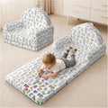 Toddler Chair & Couch, Kids Sofa 2-in-1 with Draw-On Fabric, Fold Out Convertible Foam Lounge for Playroom, Gift for Toddlers & Birthday