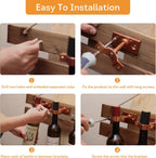 Lily's Home Bar Wall Mount Single Wine Bottle Display Holder, Set of 4, Industrial Design with Mounting Hardware, Works with Wine or Liquor Bottles, Copper Finish (4-1/2” x 1-3/8” x 2-3/4”)