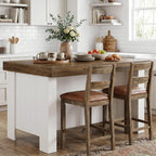 Tribesigns 55-Inch Kitchen Island with Seating and Storage, Farmhouse Wooden Stationary Island Table with Large Worktop & Leg Room, with Storage Shelves for Kitchen, Dining