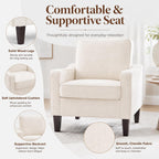 Huatean Hoom Comfy Accent Chair for Living Room, Upholstered Armchair Single Sofa Chair for Bedroom, Office and Waiting Room, Mid Century Modern Reading Chair with Sturdy Legs, Beige
