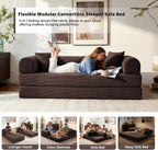 79" Convertible Sofa Bed, 5-in-1 Corduroy Boneless Couch Bed Sofa Pull Out, Memory Foam Couch, No Assembly Futon Couches for Living Room (Brown)