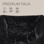 Walsham Folding Comfy Chair with Ottoman, Faux Fur Soft Cozy Lounge Reading Papasan Chair with Footrest for Adults Kids Bedroom Living Room Dorms Small Space, Black