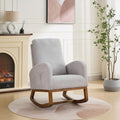 Gentle Rocking Chair, Nursery Chair, Polyester Accent Armchair with High Back, Side Pocket, Rubber Wood Legs, Light Gray, for Living Room or Bedroom