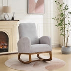 Gentle Rocking Chair, Nursery Chair, Polyester Accent Armchair with High Back, Side Pocket, Rubber Wood Legs, Light Gray, for Living Room or Bedroom