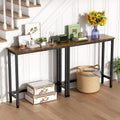 GRLEAF 2 Pack Narrow Console Table, 29.5" Small Entryway Table, Thin Hallway Table Skinny Sofa Side Display Table for Entrance, Bedroom, Living Room, Foyer, Corridor, Office - Rustic Brown (9.5" Deep)