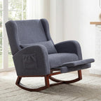 Nursery Rocking Chair,Rocking Chair with Foot Rest,Nursery Rocker Comfy Glider Nursing Chair with Back Pillow for Living Room,Bedroom,Dark Grey
