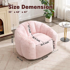 Giant 4ft Bean Bag Chair for Adults, Big Beanbag Chairs with Filler Included, Large Comfy Faux Fur Oversized Adult Bean Bags, Huge Floor Sofa for Bedroom, Living Room, Pink
