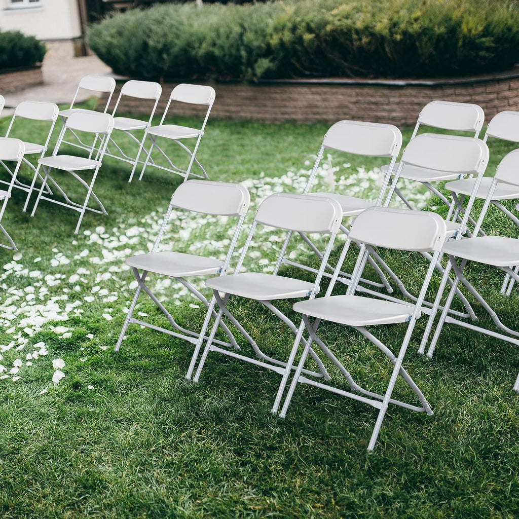 20pcs Folding Chair, Plastic Chairs with 330-Pound Capacity, Easy to Fold and Store Suitable for Indoor & Outdoor, Wedding, Party, Restaurant, Meeting Room, Patio and Garden, White