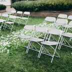 White Folding Chairs 12 Pack, Plastic Folding Chair for Outside, Indoor Outdoor Portable Commercial Seat with Steel Frame, Foldable Chairs for Party Events Wedding Office, 350LBS Capacity