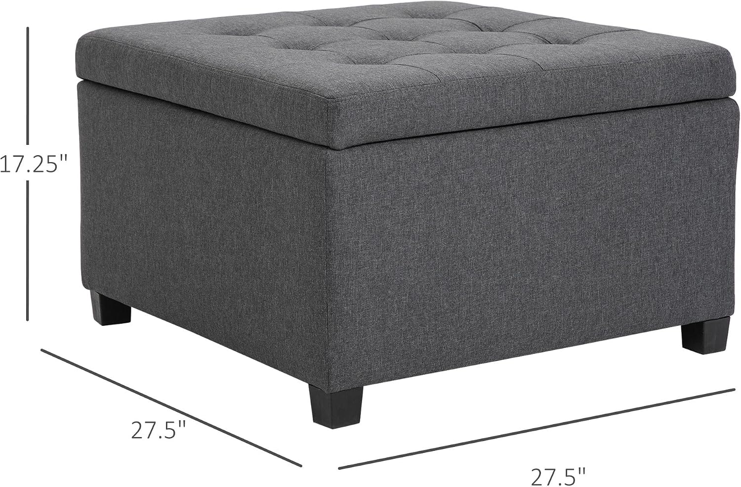 Vintage Button-Tufted Storage Ottoman with Flip-Top Seat