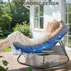 NOBLEMOOD Oversized Rocking Chairs Set of 2, Outdoor & Indoor Papasan Rocking Chair with Thick Cushions, Metal Rocker Chair Set for Living Room, Patio, Porch, Garden, Backyard