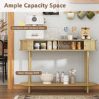 ARTPOWER 47.2" Modern Entryway Table with Wood Tambour Door, Accent Behind Couch Sofa Console Table with Storage, Fluted Side Table for Hallway, Living Room, Foyer, Natural Wood