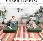 79" Corduroy Sofa Bed, Boneless Couch in a Box with 2 Pillows, High-Density Foam 4-in-1 Foldable Sleeper Futon Loveseat for Small Spaces, No Assembly, Side Pockets, Hex Arm Hunter Green