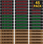 45 Pack Miaozhun Magazine Marking Bands, 5.56 NATO, .300 Blackout, 7.62x39mm Magazine Caliber Identification