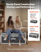 VEVOR Storage Trunk, Set of 2, Wooden Suitcase Storage Boxes with Padlocks, Large Trunk Includes Casters and 3 Metal Handles, Decorative Store Chest with Lids for Travel, Apartment, Dorm, Gray